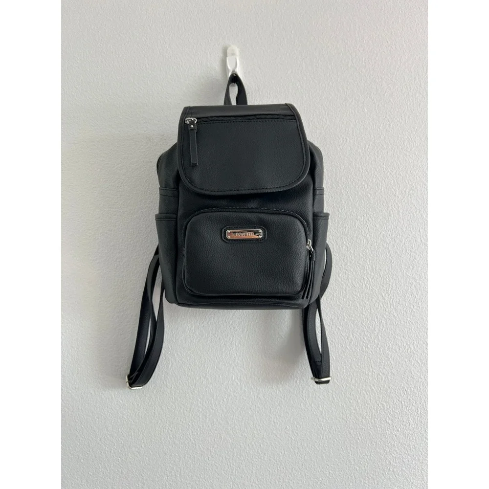 Rosetti Black Tinley Faux Leather Mini Backpack OS Goth School Casual Chic